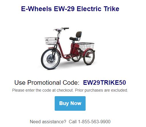 EW-29 Electric Trike Coupon Code